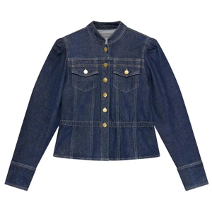 Mint Velvet Dark Indigo Puff Sleeve Denim Jacket